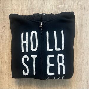 Vintage Y2K Hollister Surfwear Black Spellout Embroidered Hoodie Women’s Medium